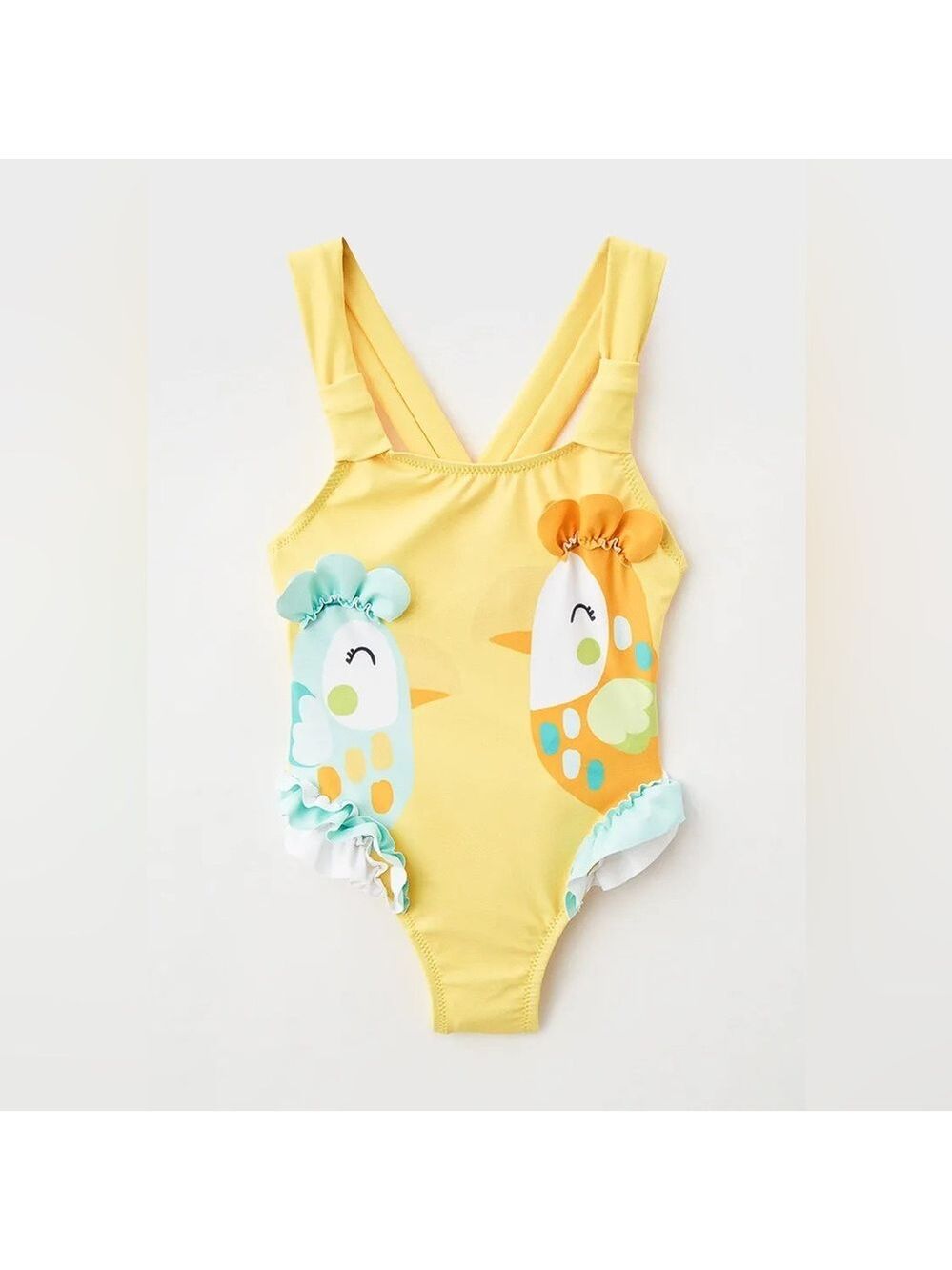 Size 8 Girls Mayoral Sunny Yellow and Orange Bird One Piece